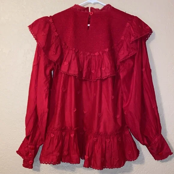 NWT FARM Rio 3D hearts blouse size medium - Picture 3 of 7